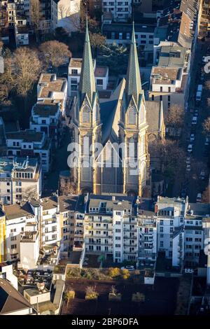 Luftaufnahme, Marienkirche, Düsseldorf, Rheinland, Nordrhein-Westfalen, Deutschland Stockfoto