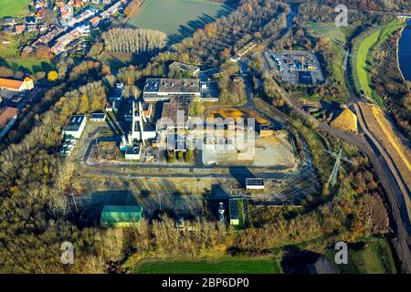 Luftaufnahme, Lippedeicherneuerung an der ehemaligen Auguste-Victoria-Schacht VIII Feldmarkstraße, Lippe, Haltern am See, Ruhrgebiet, Nordrhein-Westfalen, Deutschland Stockfoto
