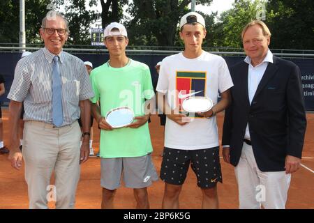 Dr. Klaus-Peter Walter (Praesident TVBB),ROTTOLI Lorenzo ITA,NARDI Luca ITA,Werner Ellerkmann (Praesident LTTC Rot-weiÃŸ),Deutsche Junioren,22.06.2019,Berlin Stockfoto