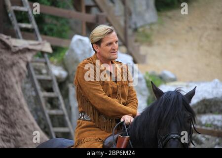 Sascha Gluth (Alte Shatterhand),Presseinleitung zur neuen Spielzeit des Kayl May Festivals unter Geiern - der Sohn des Baehrenjägers,Bad Segeberg,21.06.2019 Stockfoto