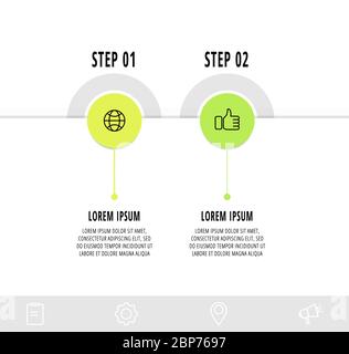 Infografiken Kreise mit 2 Schritten, Optionen. Vorlage für Linienvektoren. Kann für Diagramm, Geschäft, Web, Banner, Workflow-Layout, Präsentationen verwendet werden Stock Vektor