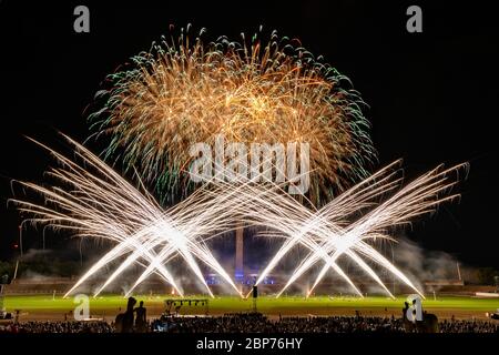 Surex (Polen), Feuerwerk auf höchstem Niveau, Showdown der Königsklasse auf der Pyronale 2019 auf dem Maifeld vor dem Berliner Olympiastadion. Stockfoto