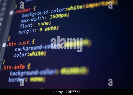 Programmierkonzept, Code auf einem Monitor, CSS Stylesheet Stockfoto