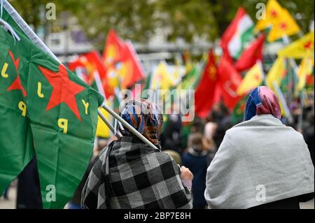 Aktuelles, Kurden-Demonstration in Köln, Beginn der Veranstaltung am Ebertzplatz Stockfoto