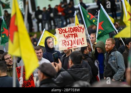 Aktuelles, Kurden-Demonstration in Köln, Beginn der Veranstaltung am Ebertzplatz Stockfoto