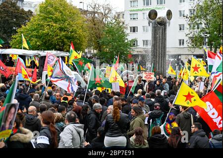 Aktuelles, Kurden-Demonstration in Köln, Beginn der Veranstaltung am Ebertzplatz Stockfoto