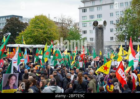 Aktuelles, Kurden-Demonstration in Köln, Beginn der Veranstaltung am Ebertzplatz Stockfoto