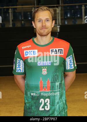 schwedischer Handballspieler Albin Lagergren, SC Magdeburg, Liqui Moly HBL, Handball-Bundesliga Saison 2019-20 Stockfoto