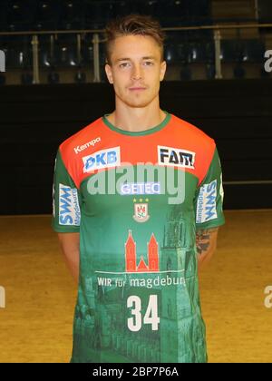 dänischer Handballspieler Michael Damgaard, SC Magdeburg, Liqui Moly HBL, Handball-Bundesliga Saison 2019-20 Stockfoto