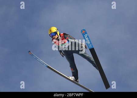 Mannschaftsspringen Damen FIS Nordische Ski-Weltmeisterschaft 2019 Seefeld Stockfoto