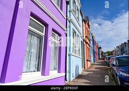 Bunte Reihenhäuser in Blaker Street Brighton Sussex UK Stockfoto