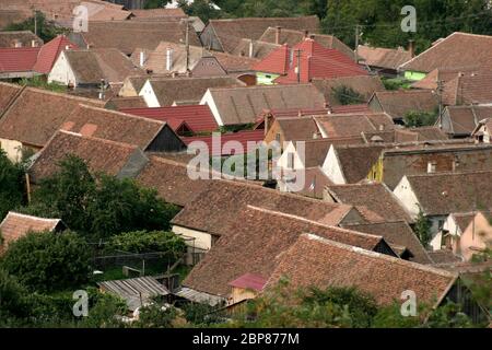 Blick über das Dorf Gura Raului Dorf in Sibiu County, Siebenbürgen, Rumänien. Stockfoto