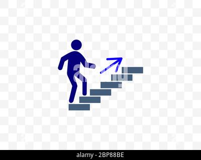 Treppen, Treppenhaus, geht nach oben Ikone. Vektorgrafik, flaches Design. Stock Vektor