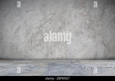 Abstrakte Grunge Wandstruktur. Graue Betonwand und Boden Innenraum Hintergrund für Design-Kunst arbeiten. Leeren Sie den Zementraum in der perspektivischen Ansicht Stockfoto