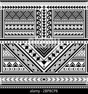 Polynesische Tattoo nahtlose Vektor-Muster, hawaiianischen Tribal-Design inspiriert von Kunst traditionelle geometrische Kunst von Inseln auf dem Pazifik Stock Vektor