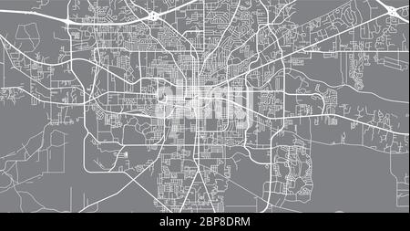 Stadtvektor Stadtplan von Tallahassee, USA. Florida, Hauptstadt des Bundesstaates Stock Vektor