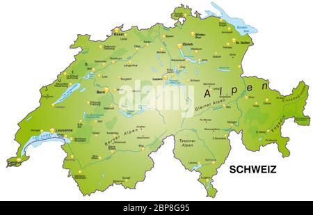 Die Karte ist modern gestaltet und enthält alle wichtigen topographischen Informationen. The Karte can be improved and is optimized for Stockfoto