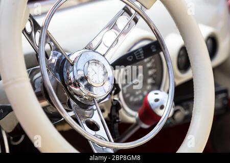 Retro-Interieur Oldtimer Automobil Stockfoto