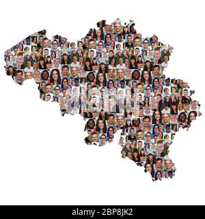 Belgien Karte Menschen junge Leute Gruppe Integration multikulturell Vielfält Freisteller Stockfoto