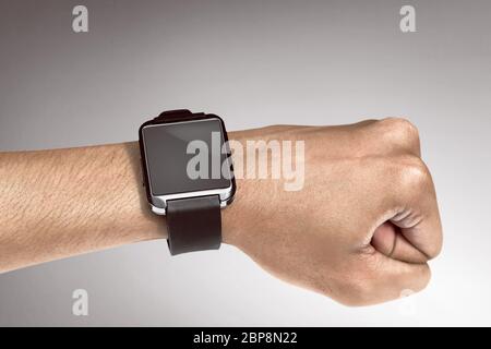 Menschliche Hand Smartwatch tragen. Tragbare Gadget-Konzept Stockfoto