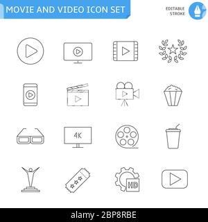 Film und Video: Dünne Linien Stock Vektor