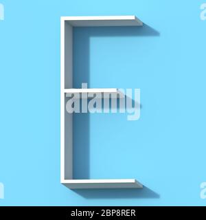 Die Schrift mit Schatten Buchstaben E 3D Rendering Illustration auf blauem Hintergrund Stockfoto