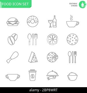 Essen-dünne Linie-Icon-set Stock Vektor