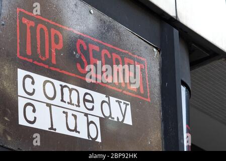 Top Secret, Comedy Club, Schild London Stockfoto