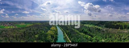 Die Iller von oben. Drohnen Aufnahme Stockfoto