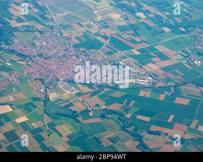 Luftaufnahme der Provinz Turin im Piemont in der Nähe von Caselle Flughafen Stockfoto