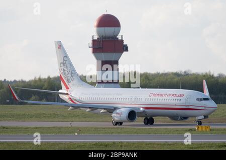 Die polnische Regierung Boeing 737-800 NG nannte Marszalek Jozef Pilsudski PLF110 in Danzig, Polen. 12. Mai 2020 © Wojciech Strozyk / Alamy Stock Photo Stockfoto