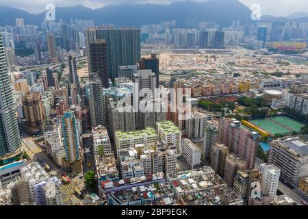 Nach Kwa Wan, Hongkong 17. Mai 2019: Luftaufnahme der Stadt Hongkong Stockfoto