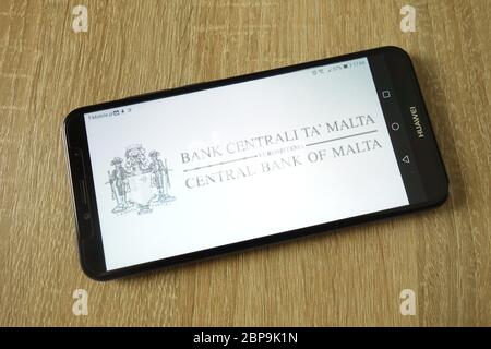 Logo der Zentralbank von Malta auf dem Smartphone angezeigt Stockfoto