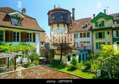 Turm, Stadtteile Befestigungsanlage, Altstadt Biel/Bienne, Kanton Bern, Schweiz, Stockfoto