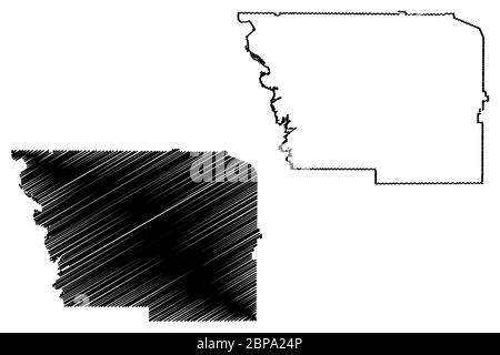 Harris County, Georgia (US County, United States of America,USA, US, US) Karte Vektor Illustration, Skizze Harris Karte Stock Vektor