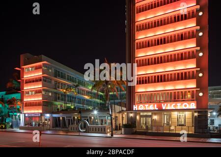 Hotel Victor Miami Beach Ocean Drive geschlossen Coronavirus Covid 19 Stockfoto