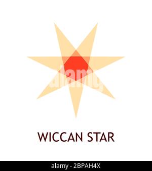 Wiccan Stern, heidnische Symbol - Vektor-Emblem in Feuer warme Farben isoliert auf weiß. Stock Vektor