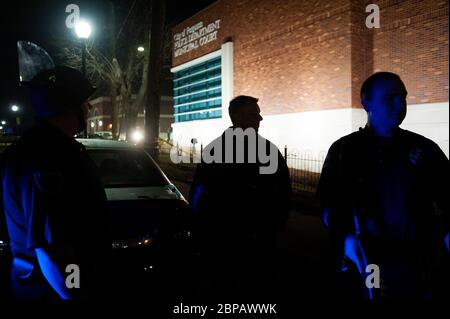 Polizeibeamte schossen während des Protestes in Ferguon, Missouri USA Stockfoto