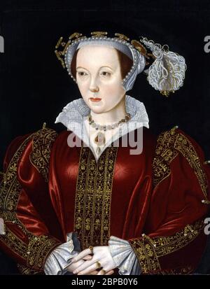 Katherine Parr. Porträt der sechsten Frau des Königs Heinrich VIII. Von England, Catherine Parr (1512-1548) von unbekannter Künstlerin, Öl auf Tafel, Ende des 16. Jahrhunderts Stockfoto