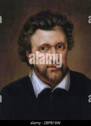 Ben Jonson. Porträt des englischen Dramatikers Benjamin Jonson (1572-1635) nach Abraham van Blijenberch, Öl auf Leinwand, Anfang des 19. Jahrhunderts Stockfoto