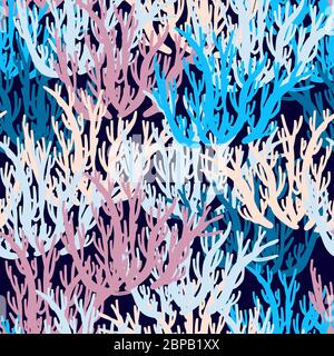 Korallen Muster nahtlos. Korallenriff. SOMMER HINTERGRUND FÜR STOFF UND TEXTILIEN. Die Flora ist ozeanisch Stock Vektor