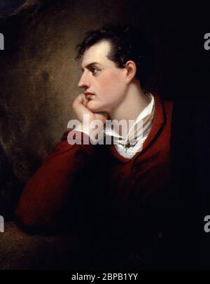 Lord Byron. Porträt von George Gordon Byron, 6. Baron Byron (1788-1824) von Richard Westall, Öl auf Leinwand, 1813 Stockfoto