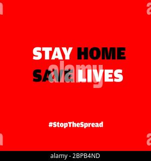 Leben retten, indem Sie zu Hause Quarantäne Coronavirus Epidemie Illustration Vektor Stock Vektor