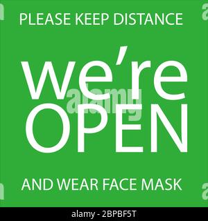 Wir sind wieder geöffnet nach Vektor Illustration begrüßen Kunden nach Coronavirus Pandemie gesperrt. Wieder im Geschäft Stock Vektor