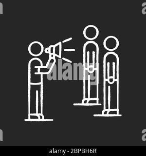 Kreide weiß Symbol für öffentliche Rundfunkanstalten auf schwarzem Hintergrund Stock Vektor