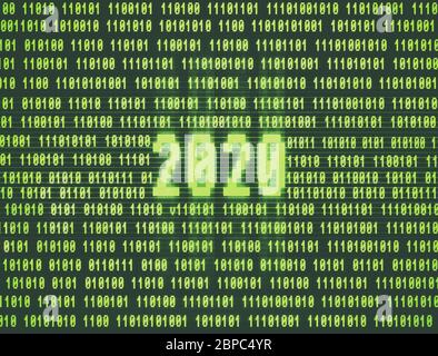 Neujahr 2020 verblasste Computer-Display-Illustration Stockfoto
