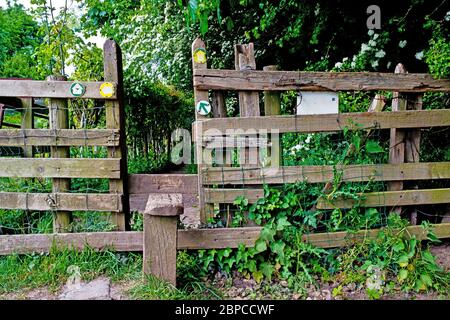 Öffentlicher Fußweg und Stil, Hurworth on Tees, Borough of Darlington, England Stockfoto