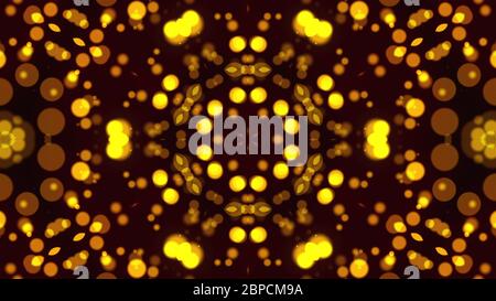 Computer-generierte Zusammenfassung Hintergrund von Goldpartikel. Kaleidoskop wandelt in einen Samen Sonnenblume, 3D-Rendering Stockfoto