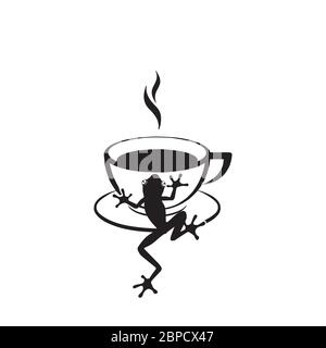 Frosch Kaffee Symbol Vektor auf weißem Hintergrund Stock Vektor