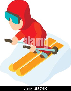 Skier man Icon, isometrischer Stil Stock Vektor